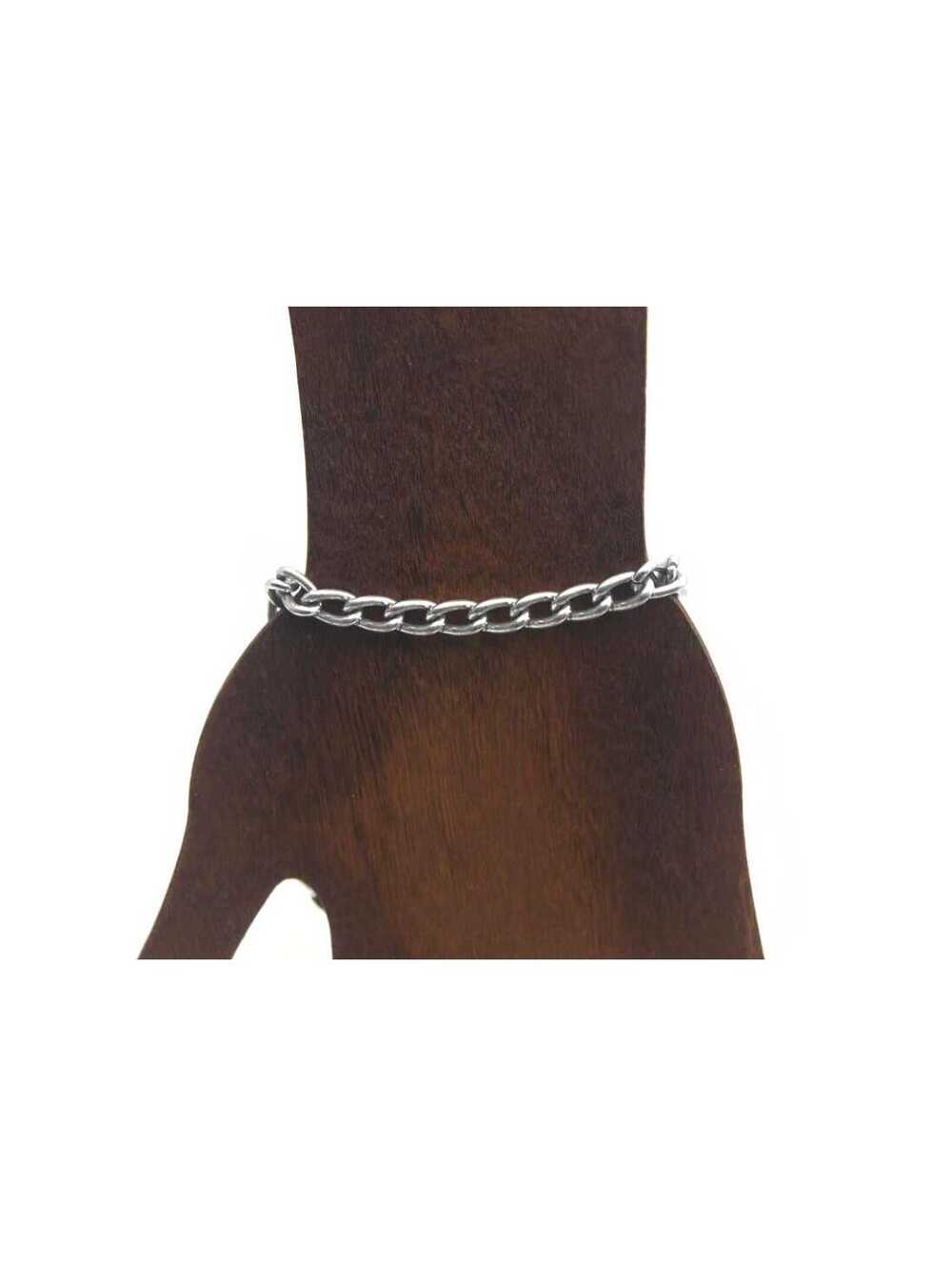 Vintage Silver Tone 9 Inch Curb Chain Slip On Bracelet / Anklet.